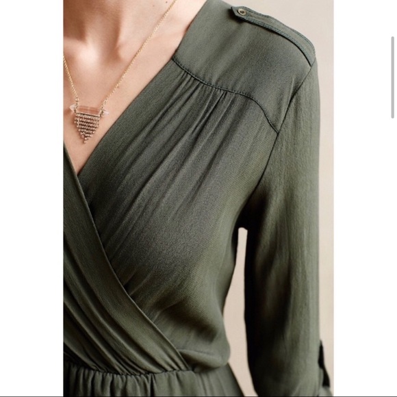 NWT Anthropologie Maeve Lene Green Faux Wrap Dress - Picture 4 of 9